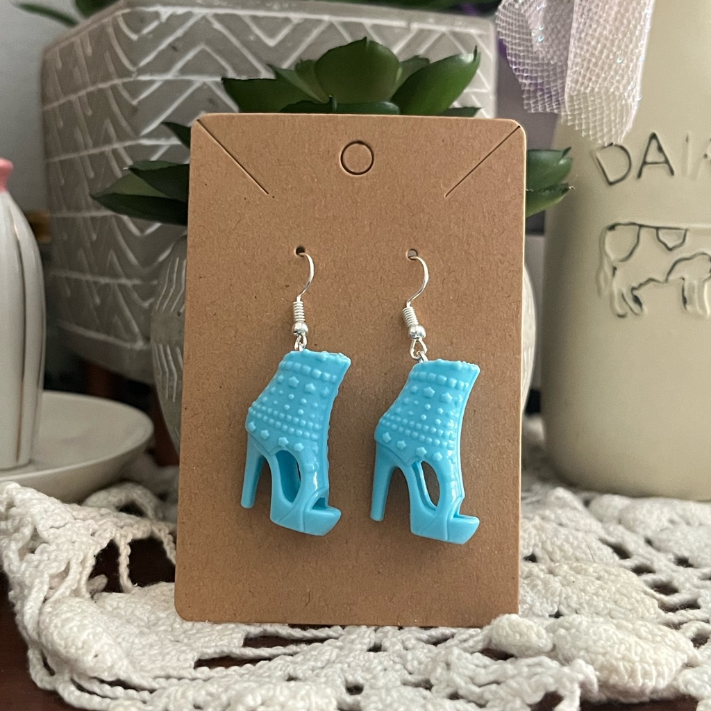 *3 For $20* Light Blue Studded Bootie Barbie Shoe Earrings